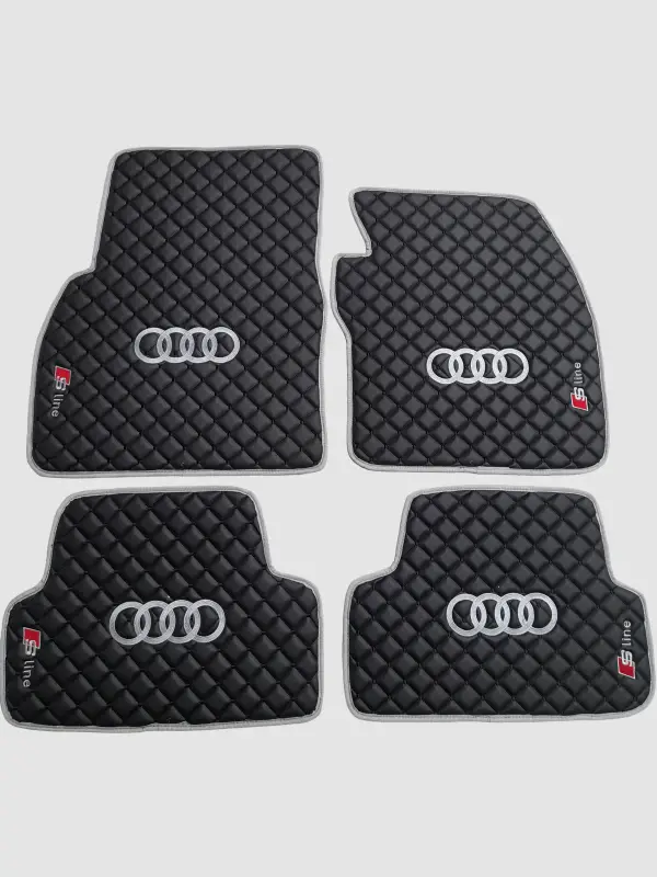 Audi S Line Custom Premium Floor Mats - Gray  / Black