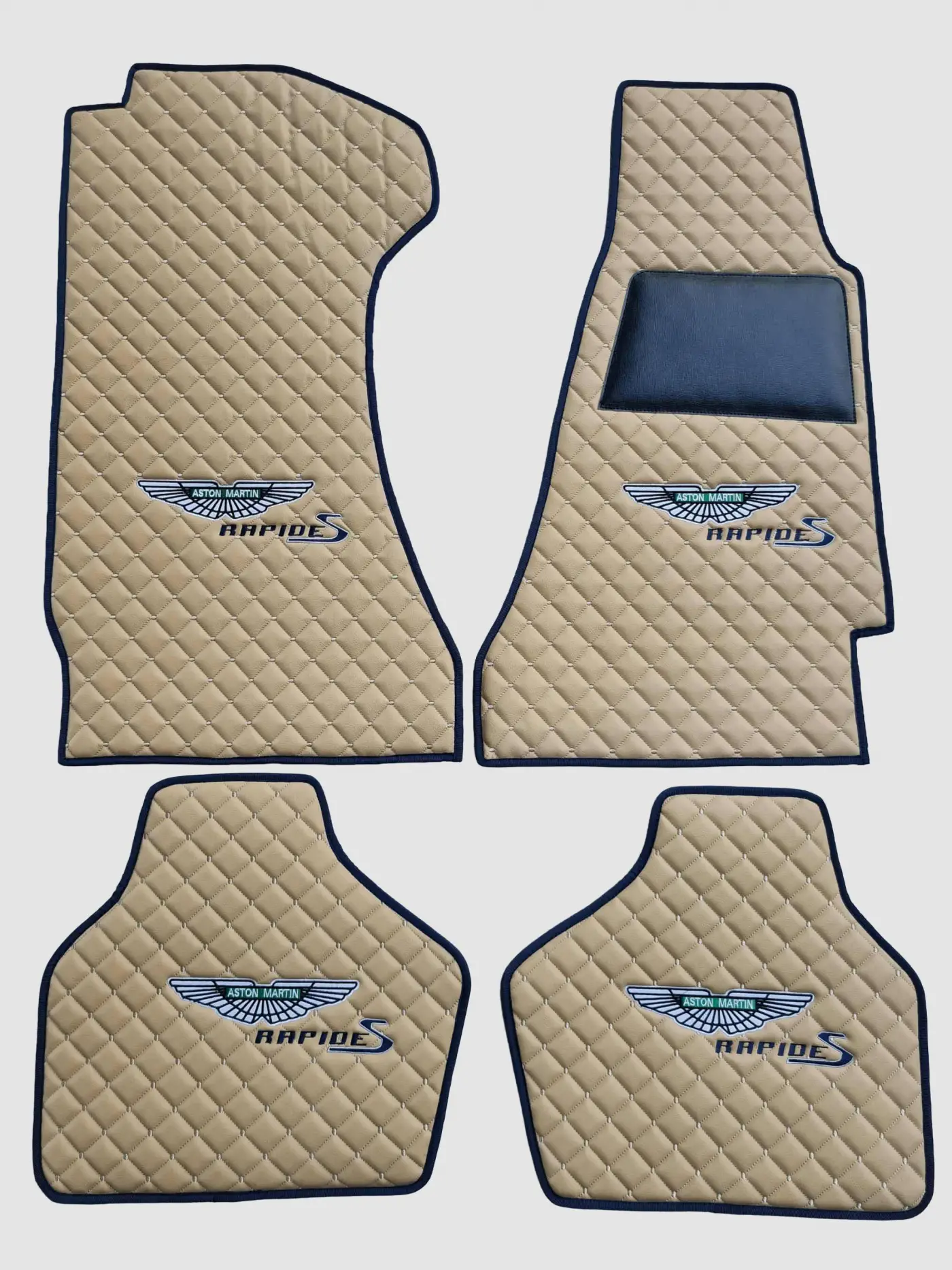 Aston Martin Custom Premium Floor Mats - Black / Beige 